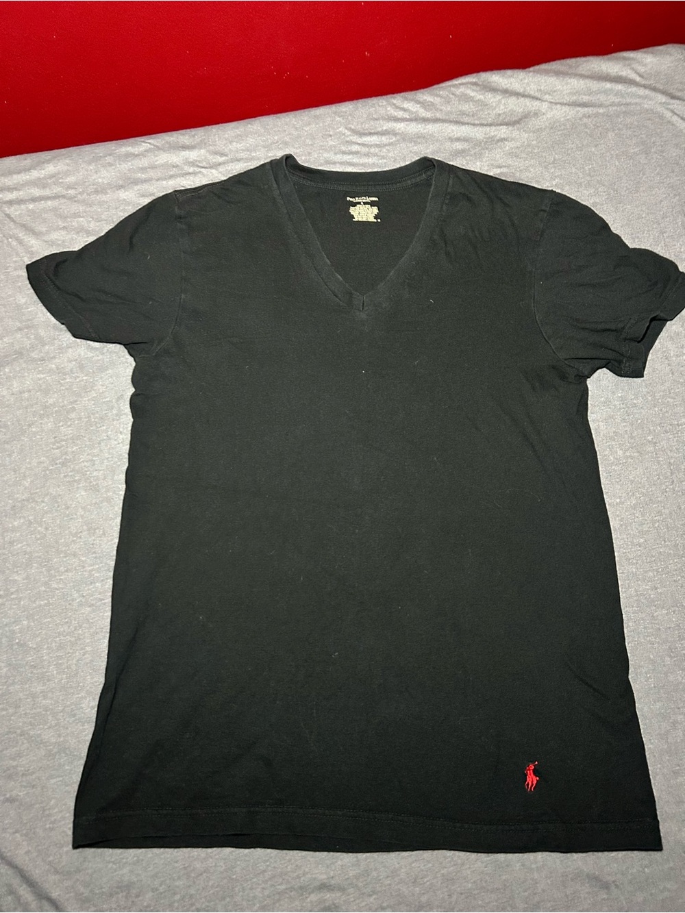 Polo by Ralph Lauren Black V-Neck Tee with Red Pony Logo